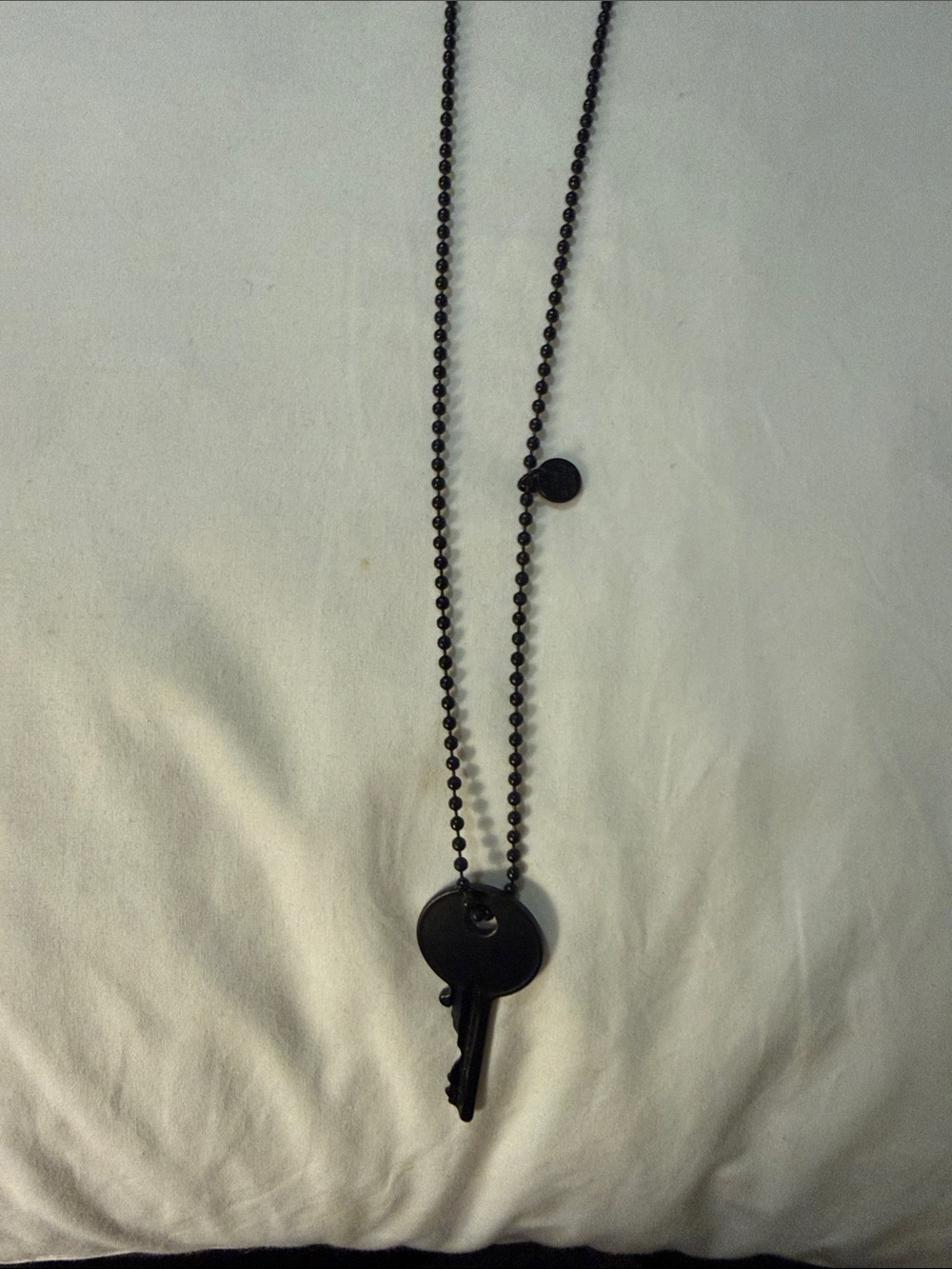 Black Key Pendant Necklace - Minimal Ball Chain